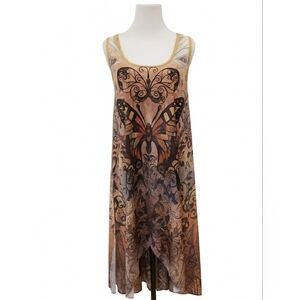 Caren Sport Midi Dress Women's Size 3X Butterfly Bohemian, Etheral Fairy
